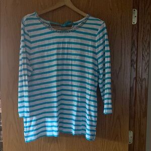Blue 3/4 Sleeve Boxy Tunic Top